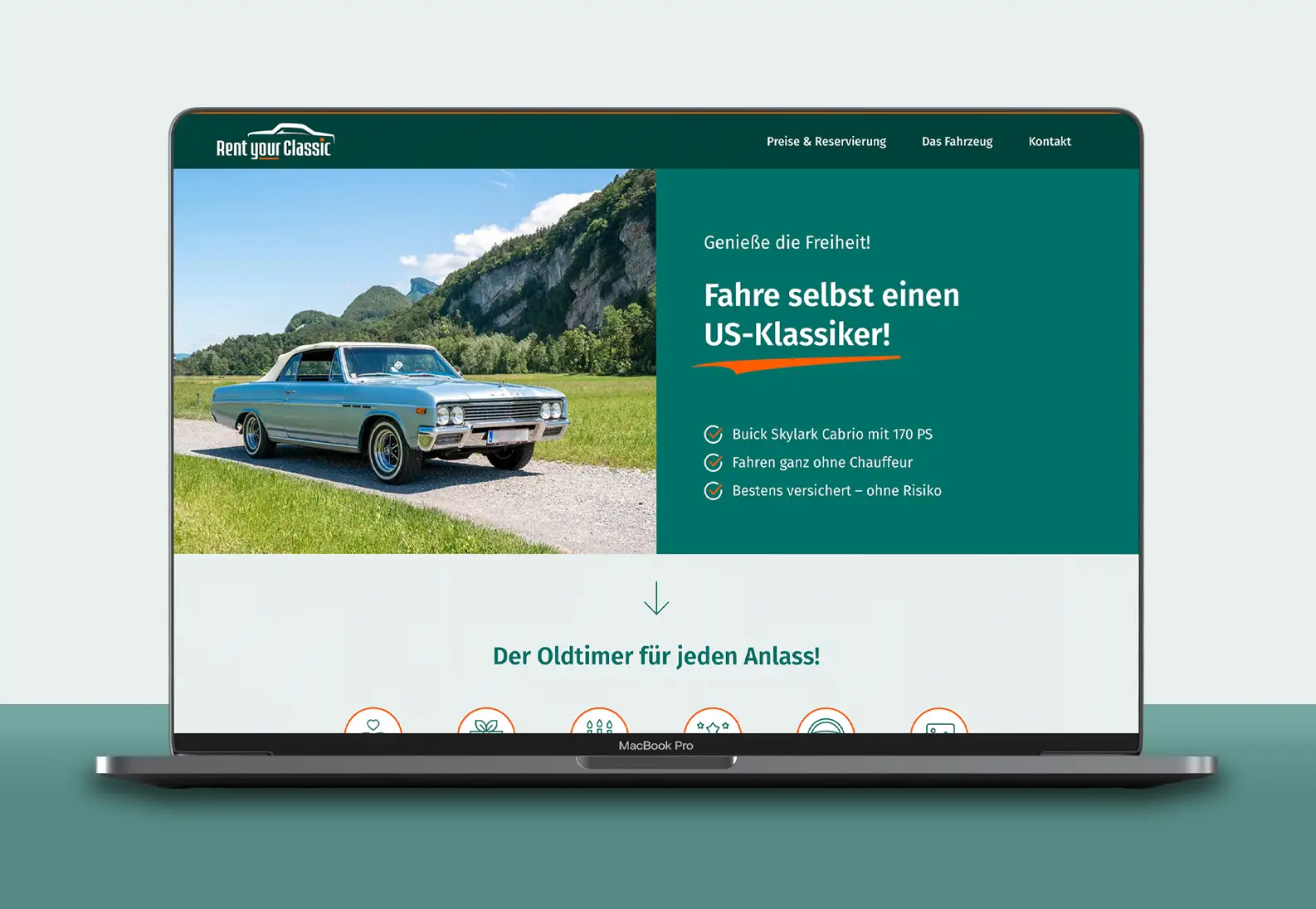 Webdesign, Homepage, Website und Logo für Rent your Classic