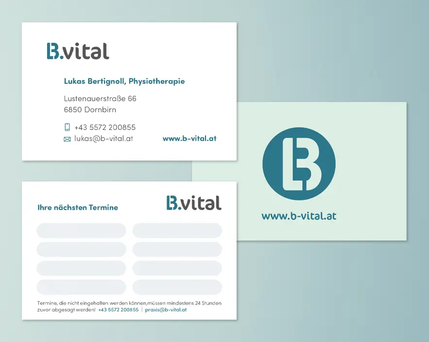 Terminkarten und Visitenkarten für B.vital