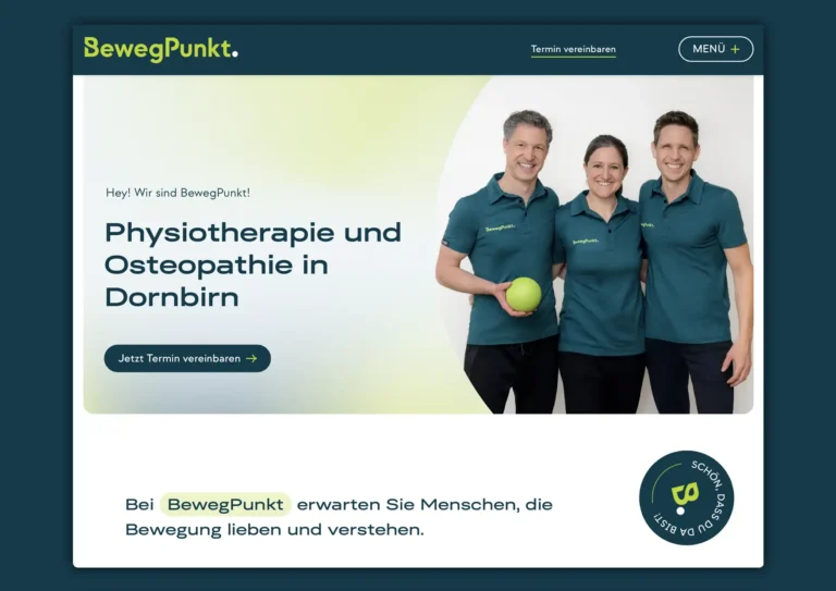 Website der BewegPunkt Physiotherapie in Dornbirn