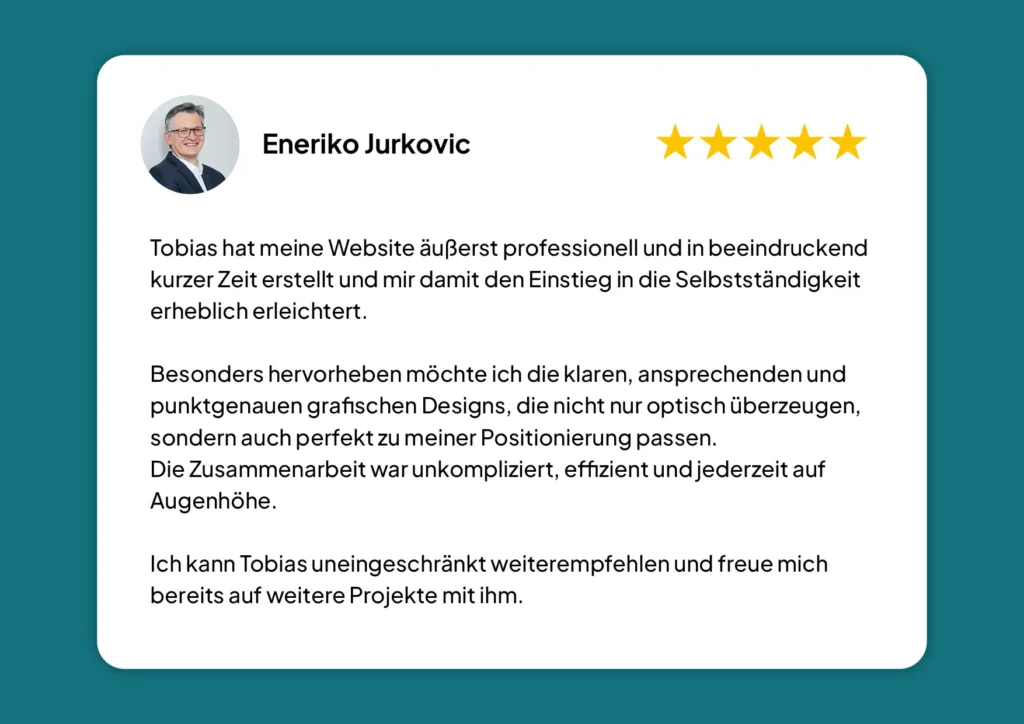 Kundenstatement zur Zusammenarbeit mit Tobias Rümmele Webdesign